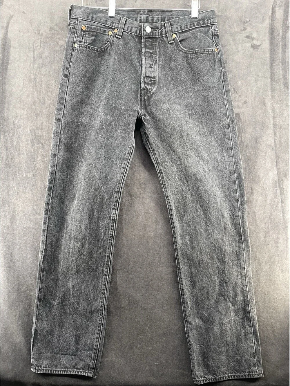 Levi’s 501 Men’s 34x34 Black Gray Jeans Straight Leg Vintage Classic